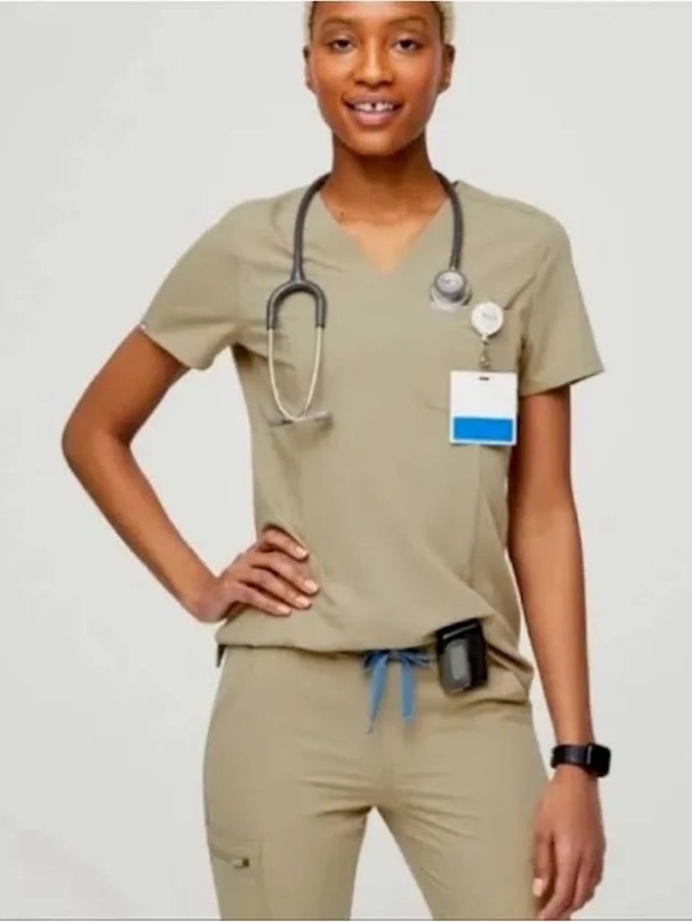 FIGS tan scrub jogger set